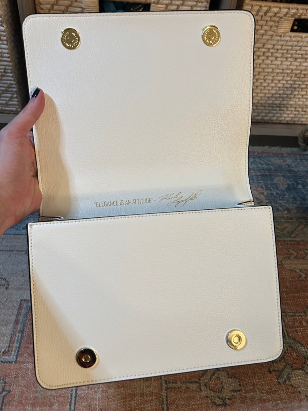 KARL LAGERFELD Legacy Simone White Crossbody Bag Top Handle Color Logo LIKE NEW - Picture 14 of 16